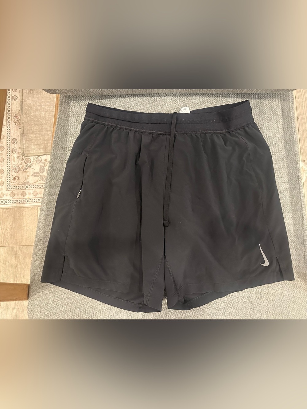 Nike Black Athletic Running Shorts with Reflective Swoosh